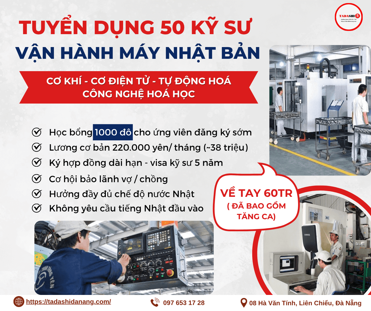 TUYỂN 50 KỸ SƯ LÀM VIỆC TẠI NHẬT BẢN – KHÔNG CẦN TIẾNG, ĐÀO TẠO MIỄN PHÍ